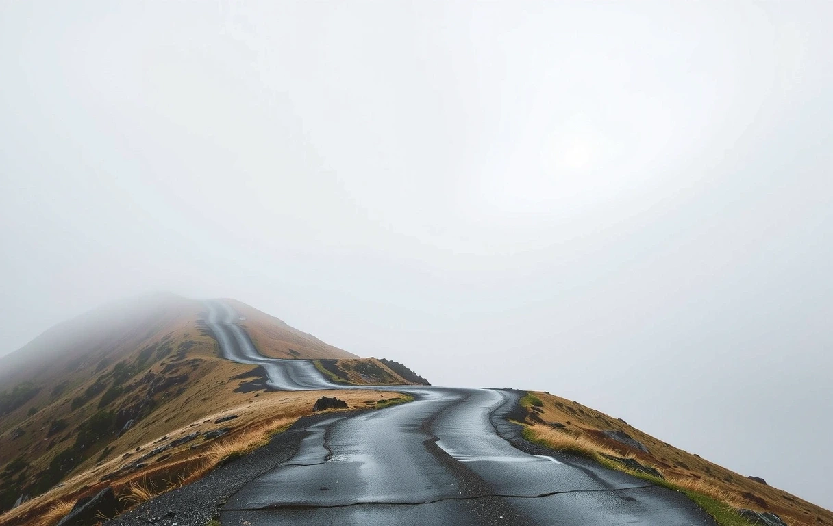 Chemin dans le brouillard matinal